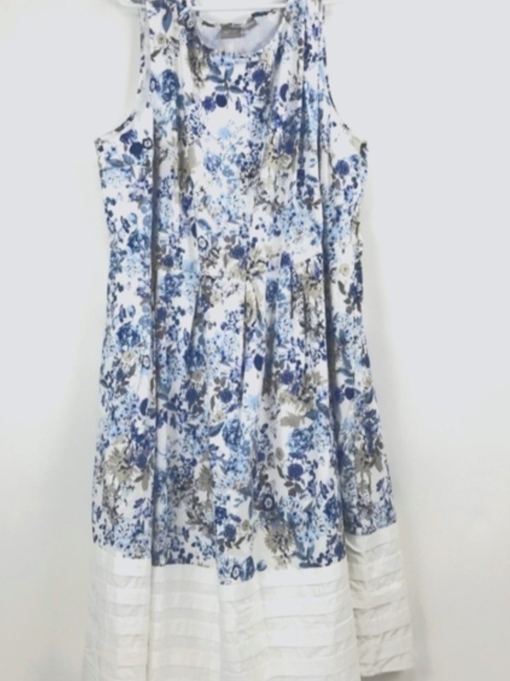 Eshakti White and Blue Floral Custom Bodice Maxi Dress